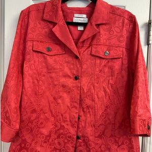 CJ Banks Coral Lightweight Jacket Blazer Size 1X pink red